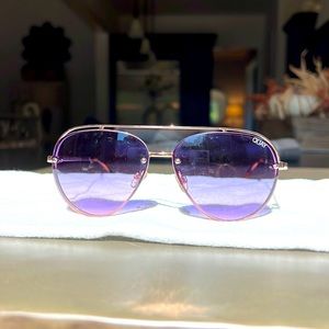QUAY Long Story 60mm Gradient Aviator Sunglasses In Gold/ Purple